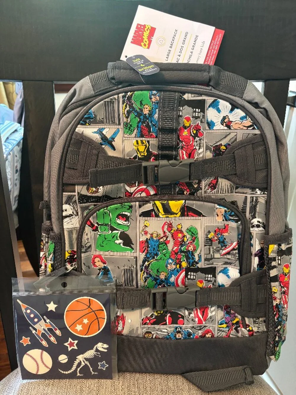 POTTERY BARN School Backpack MARVEL COMIC AVENGER HERO Size LARGE TRAVEL KID